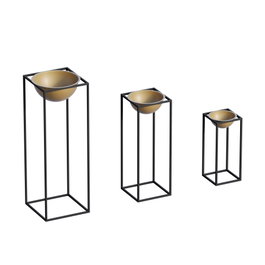 Aberto Design Maceta Decorativa de Metal Negro y Dorado GED-019-A